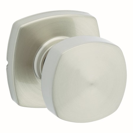 Kwikset Arroyo Knob with Midtown Rose Passage Door Lock with 6AL Latch and RCS Strike Satin Nickel Finish 720AYKMDT-15